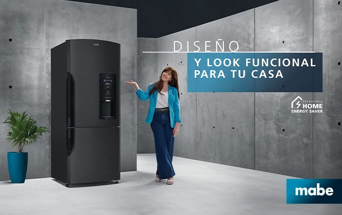 Diseño de refrigeradora Mabe de dos puertas