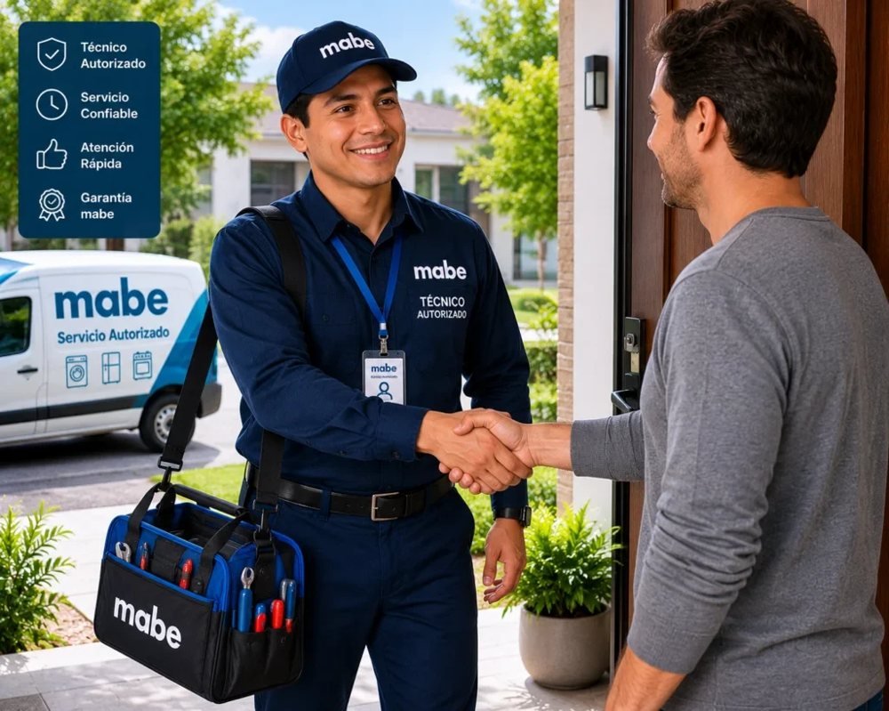 Técnico revisando una refrigeradora Mabe en un apartamento de San José, Costa Rica
